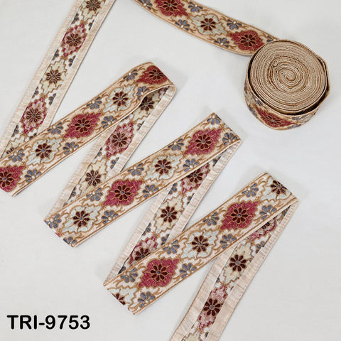 9 Yard Indian Embroidery Ribbon Embellishment Fabric 5cm Trim Embroidered Dog Collars Crafting Costumes Junk Journals Beach Bag Shoes making