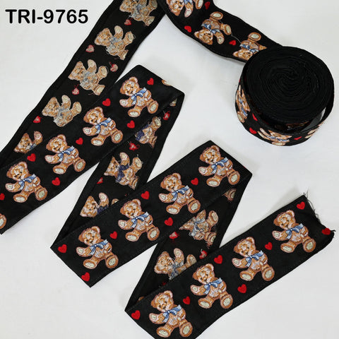 9 Yard Teddy Bear Embroidery Ribbon Indian Sari Border Embroidered DIY Crafting Sewing Junk Journals Kids Costumes Home Decor Trimming 6cm