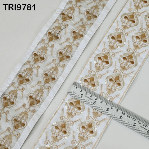 3 Yard Embroidery Ribbons 9cm Trim Embellishment Embroidered Saree Border Theatrical Costumes DIY Crafting Sew Holidays Wreaths Decor White