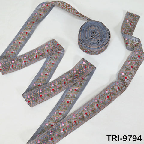 9 Yard Indian Embroidery Ribbons Fabric Trim Embellishments DIY Crafting Sewing Saree Indian Sari Border Embroidered Decorative Tapes 5cm