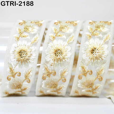 9 Yard Embroidery 3cm Ribbons Fabric Trim 6cm Indian Embroidered DIY Crafting Border Sewing Tote Bag Shoe Making Costumes Holiday Ornaments