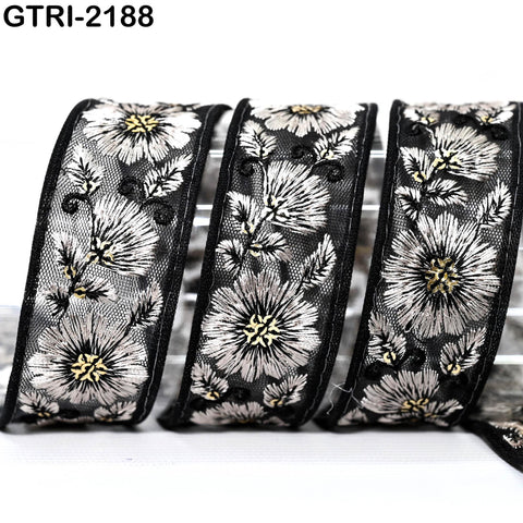 9 Yard Embroidery 3cm Ribbons Fabric Trim 6cm Indian Embroidered DIY Crafting Border Sewing Tote Bag Shoe Making Costumes Holiday Ornaments