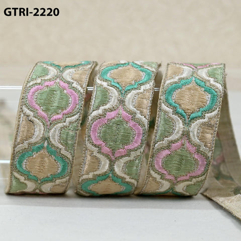 9 Yard Indian Embroidery Ribbons Embroidered Fabric Trim Embellish Saree Tape Sewing Crafting Border Wedding Dress Costume Accessories 32mm