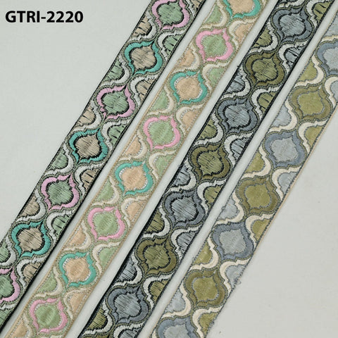 9 Yard Indian Embroidery Ribbons Embroidered Fabric Trim Embellish Saree Tape Sewing Crafting Border Wedding Dress Costume Accessories 32mm