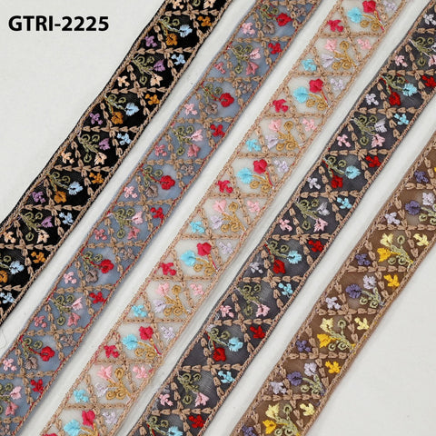9 Yard Embroidered Ribbons Fabric Trim Embroidery Gift Wrapping Indian Sari Embellishment Sewing DIY Crafting Border Cushion Lace 3cm