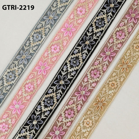 9 Yard Embroidery Ribbon Trim 3cm Indian Sari Border Embroidered Crafting Sewing Costumes Tablecloth Lampshades Home Decor Holiday Ornaments