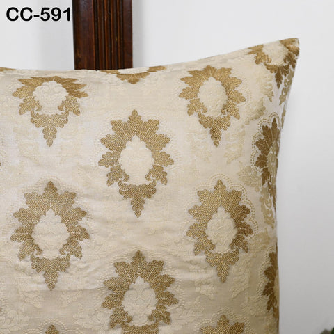 Ivory Brocade Silk Luxury Cushion Pillowcase Square Cushion Cover Pillow Sham Cover Brocade Decorative Sofa Bed Throw Pillow Designer Fabric