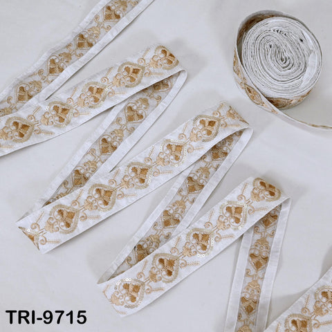 9 Yard White Embroidery Ribbon 4cm Trim Embroidered Indian Sari Embellishments Crafting Tote Bags Trimming Curtains Headbands Saree Border