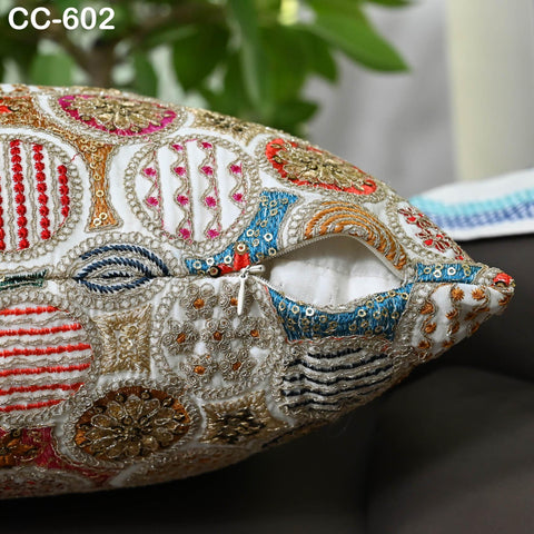 Boho Embroidered Cushion Pillowcase Handmade Embroidery Throw Pillow Cover Decorative Home Decor House Warming Bridal Shower Wedding Gifts