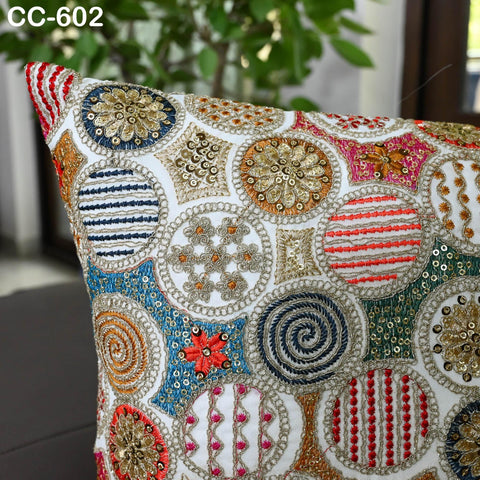 Boho Embroidered Cushion Pillowcase Handmade Embroidery Throw Pillow Cover Decorative Home Decor House Warming Bridal Shower Wedding Gifts