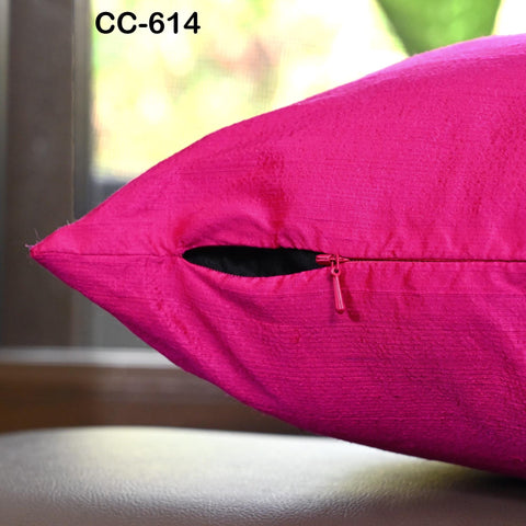Pink pure silk Dupioni cushion cover with smooth texture, decorative lumbar pillow
