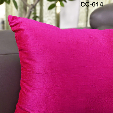Solid pink Dupioni silk pillow cover, handmade lumbar cushion for sofa and bedroom décor