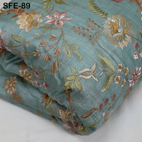 Pure Tussar Silk Embroidered Fabric by yard Indian Beige Embroidery Raw Silk Wild Natural Handmade Fabric Peace Silk Tussah Dress Material