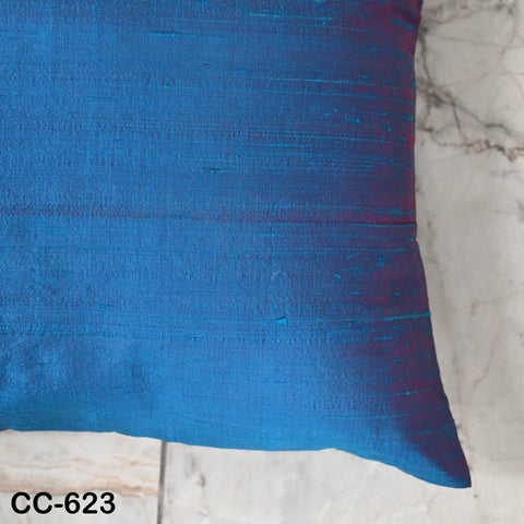 Blue Red Dupioni Cushion Cover | Pure Silk Throw Pillow | Two tone Silk Decorative Pillowcase | Home Decor Gift for House Warming Shower
