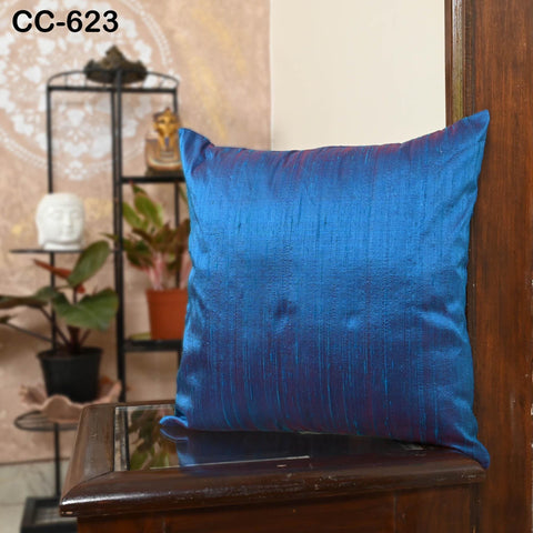 Blue Red Dupioni Cushion Cover | Pure Silk Throw Pillow | Two tone Silk Decorative Pillowcase | Home Decor Gift for House Warming Shower