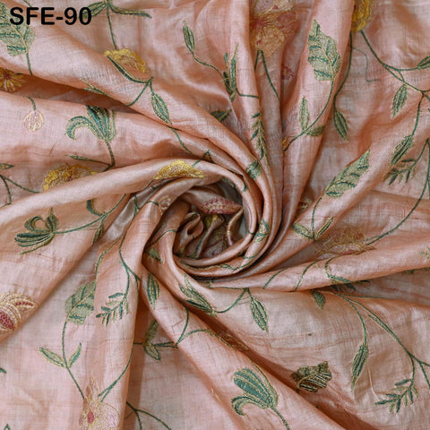 Pure Tussar Silk Embroidery Fabric by the yard Indian Embroidered Raw Silk Wild Natural Handmade Peace Silk Tussah Dresses Material Costumes