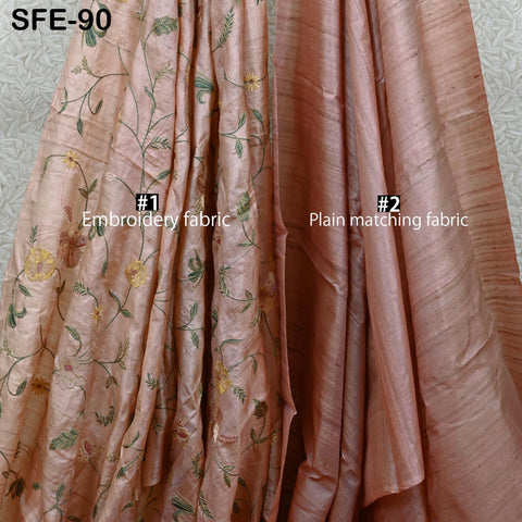 Pure Tussar Silk Embroidery Fabric by the yard Indian Embroidered Raw Silk Wild Natural Handmade Peace Silk Tussah Dresses Material Costumes