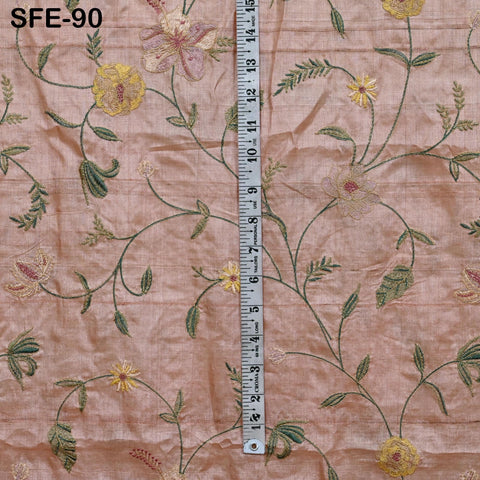 Pure Tussar Silk Embroidery Fabric by the yard Indian Embroidered Raw Silk Wild Natural Handmade Peace Silk Tussah Dresses Material Costumes