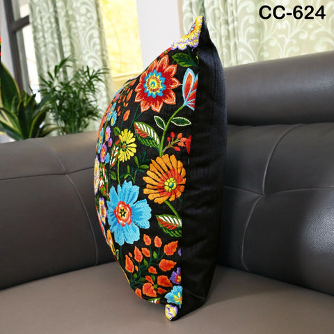 Boho Embroidered Cushion Cover | Decorative Pillowcase | Embroidered Throw Pillow | Home Decor Gifts for House Warming, Festive, Wedding