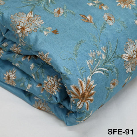 Pure Tussar Silk Embroidered Fabric by the yard Indian Embroidery Raw Silk Wild Natural Handmade Peace Silk Tussah Dress Material Textile