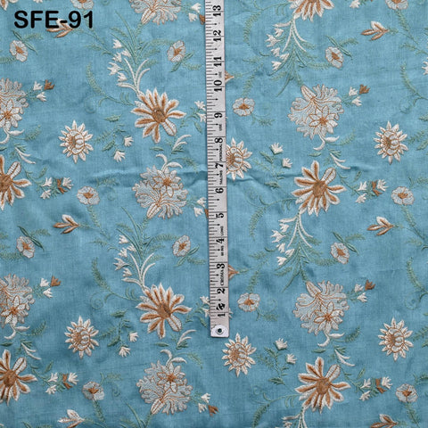 Pure Tussar Silk Embroidered Fabric by the yard Indian Embroidery Raw Silk Wild Natural Handmade Peace Silk Tussah Dress Material Textile