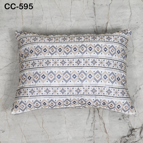 Boho Geometric Embroidered Pillowcase – Blue & Beige Embroidered Throw Pillow | Tribal Bohemian Sofa Decor | Handmade Cover | Turkish kilim