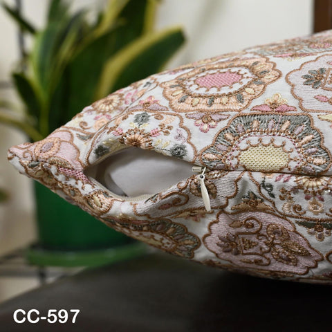 Boho Geometric Embroidered Pillowcase – Pastel color Embroidered Throw Pillow | Tribal Bohemian Sofa Decor | Handmade Cover | Turkish kilim