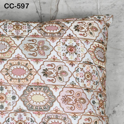 Boho Geometric Embroidered Pillowcase – Pastel color Embroidered Throw Pillow | Tribal Bohemian Sofa Decor | Handmade Cover | Turkish kilim