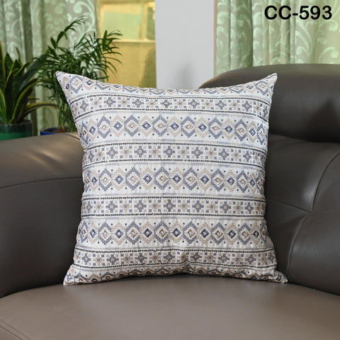 Boho Geometric Cushion Cover – Blue & Beige Embroidered Throw Pillow 16x16 | Tribal Bohemian Sofa Decor | Handmade Cover | Turkish kilim