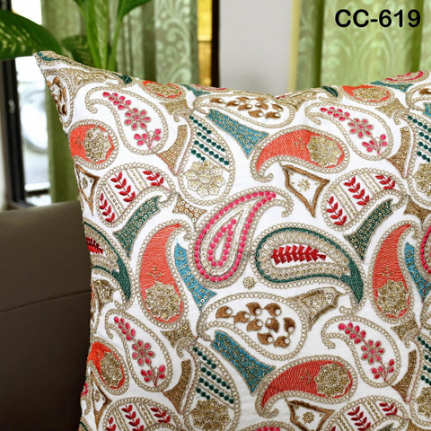 Boho Embroidered Cushion Pillowcase Handmade Embroidery Throw Pillow Cover Decorative Home Decor House Warming Bridal Shower Wedding Gifts