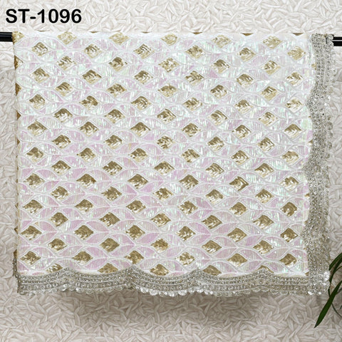 White Georgette Designer Dupatta for women, Bridal Wedding lehenga Chunni/Veil Sequin Scarf Indian Ethnic Dress Stole Ideal Gift Bridesmaid