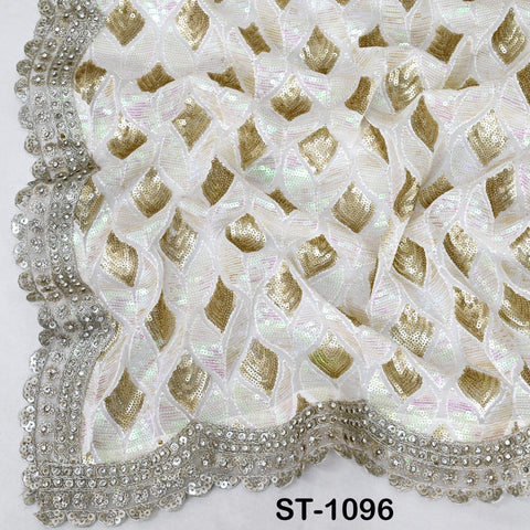 White Georgette Designer Dupatta for women, Bridal Wedding lehenga Chunni/Veil Sequin Scarf Indian Ethnic Dress Stole Ideal Gift Bridesmaid