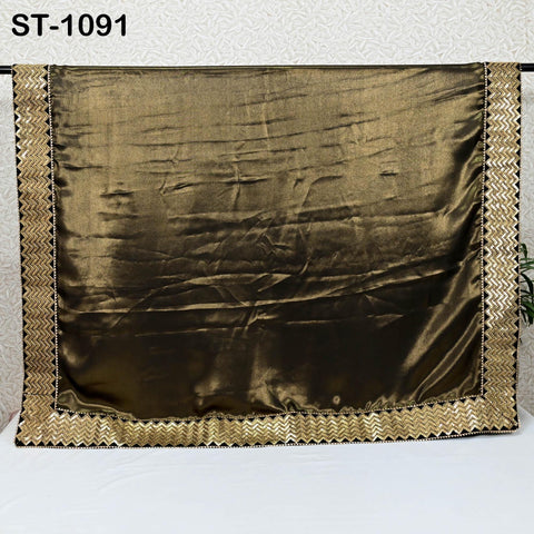 Black Designer Dupatta Satin Georgette Handmade Sequin Bridal Party Heavy Chunni, Women Sequin Scarf, Match with Indian Dresses Festive Gift