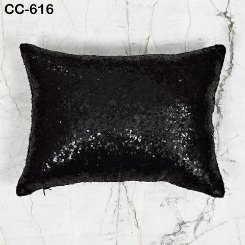 Black Sequin Cushion Cover | Decorative Throw Pillow | Handmade Embroidered Pillowcase | Sofa Bed Accent | Glam Home Decor | Bridal Gift