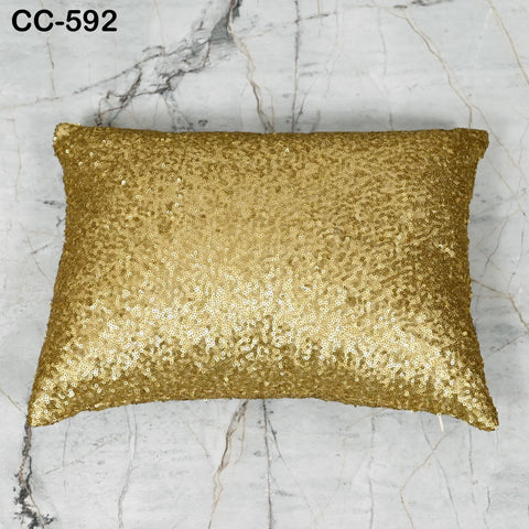Gold Sequin Cushion Cover | Decorative Throw Pillow | Handmade Embroidered Pillowcase | Sofa Bed Accent | Glam Home Decor | Bridal Gift