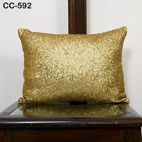 Gold Sequin Cushion Cover | Decorative Throw Pillow | Handmade Embroidered Pillowcase | Sofa Bed Accent | Glam Home Decor | Bridal Gift