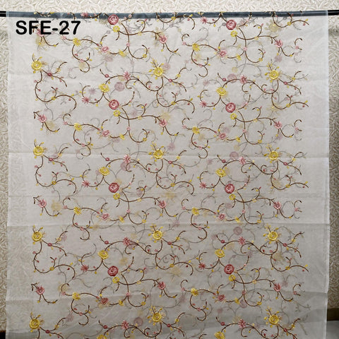 Pure Silk Organza Embroidered Fabric by the yard Indian Embroidery Bridal Sheer Floral Wedding Dress Delicate Designer Dress Material Saree