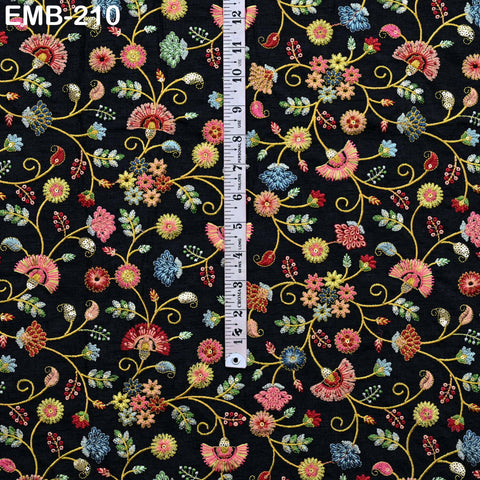 Indian Embroidered Fabric by the yard Sewing DIY Crafting Embroidery Wedding Dresses Fabric Costumes Dolls Bags Cushion Covers Table Runners