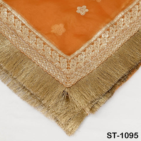 Orange Dupatta Sequin Embroidery Organza Dupatta Light Weight Indian Bridal Wedding Lehenga Women Chunni Veil Scarf Crafting Dress Gift Her