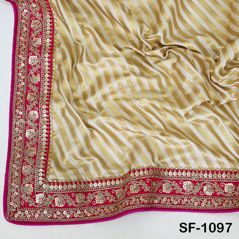 Beige Dupatta Banarasi Sequin Long Brocade Dupatta Chunni Bridal Veil Wedding Lehenga Shawls Wraps Punjabi Dress Head Scarf Women Gift Wife