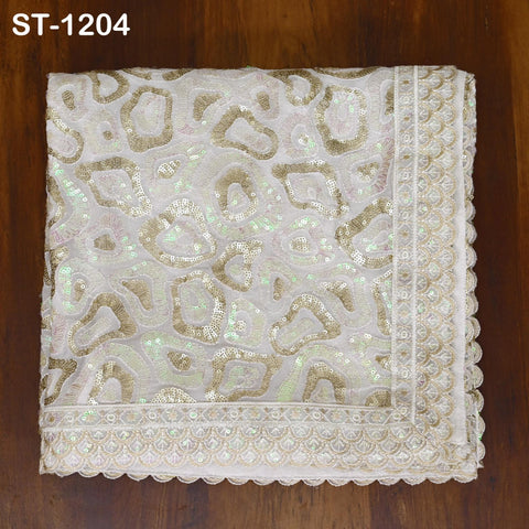 White Georgette Designer Dupatta for women, Bridal Wedding lehenga Chunni/Veil Sequin Scarf Indian Ethnic Dress Stole Ideal Gift Bridesmaid