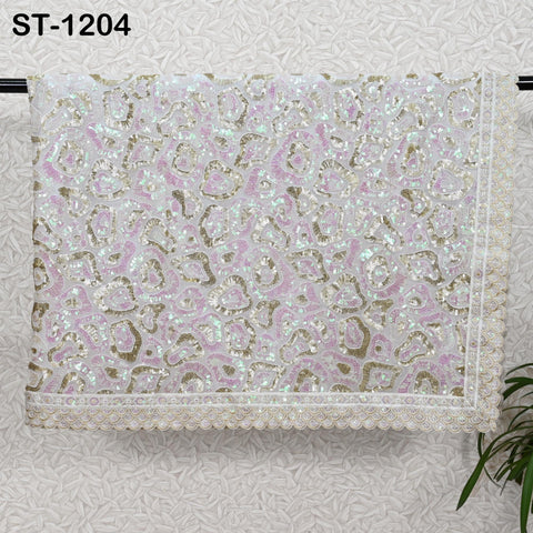 White Georgette Designer Dupatta for women, Bridal Wedding lehenga Chunni/Veil Sequin Scarf Indian Ethnic Dress Stole Ideal Gift Bridesmaid