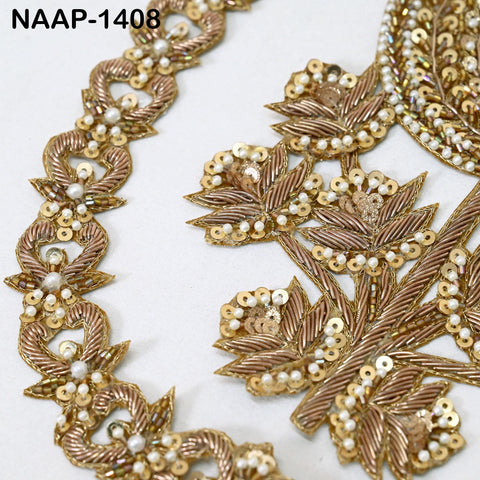 1 set of Decorative Zardozi Wedding Blouse Back Patches Indian Embroidered Shoulder Applique DIY Crafting Embellishment Boutique Supplies