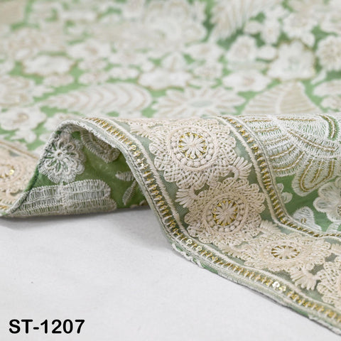 Mint Embroidered Dupatta Women Embroidery Georgette Chunni Bridal Veil Lehenga Wrap Stole Festival Wedding Punjabi Chunri Indian Attire