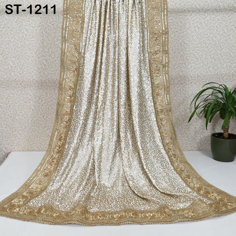 White Chiffon Designer Dupatta for women, Bridal Wedding lehenga Chunni/Veil Sequin Scarf Indian Ethnic Dress Stole Ideal Gift Bridesmaid