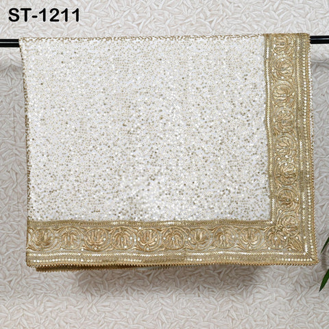 White Chiffon Designer Dupatta for women, Bridal Wedding lehenga Chunni/Veil Sequin Scarf Indian Ethnic Dress Stole Ideal Gift Bridesmaid