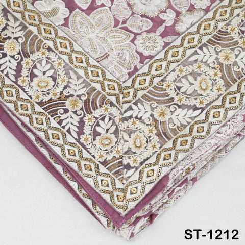 Onion Pink Embroidery Dupatta Women Georgette Chunni Bridal Veil Lehenga Wrap Stole Festival Wedding Punjabi Chunri India Ethnic Attire