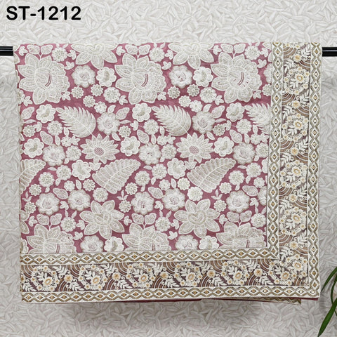 Onion Pink Embroidery Dupatta Women Georgette Chunni Bridal Veil Lehenga Wrap Stole Festival Wedding Punjabi Chunri India Ethnic Attire