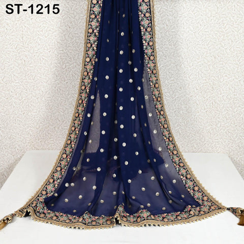 Blue Georgette Designer Dupatta for women, Bridal Wedding lehenga Chunni/Veil Sequin Scarf Indian Ethnic Dress Stole Ideal Gift Bridesmaid