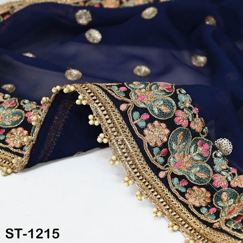 Blue Georgette Designer Dupatta for women, Bridal Wedding lehenga Chunni/Veil Sequin Scarf Indian Ethnic Dress Stole Ideal Gift Bridesmaid